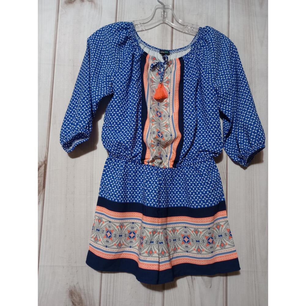 Takara Girls Large Romper Blue Shorts Long Sleeve